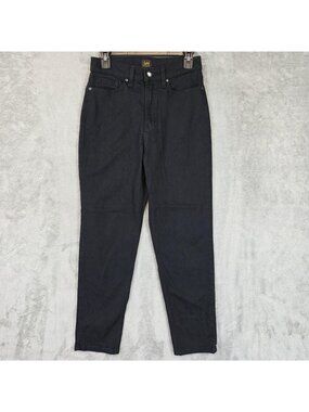 Lee Jeans Womens 8 Black Dark Wash High Rise Slim Tapered Stretch Denim